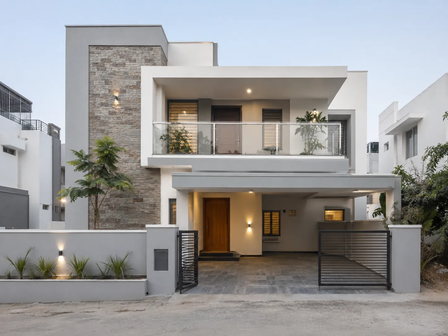 Modern duplex home under construction in Bangalore by Build Shakthi