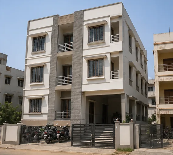 Commercial construction project of a modern PG hostel and office building in Bangalore